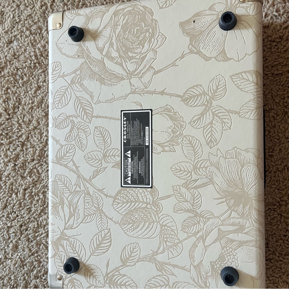 Floral Cream & Gold Crosley Record Player - Picture 5 of 6